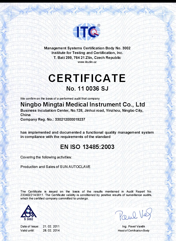 Autoclave Sterilizer CE certification